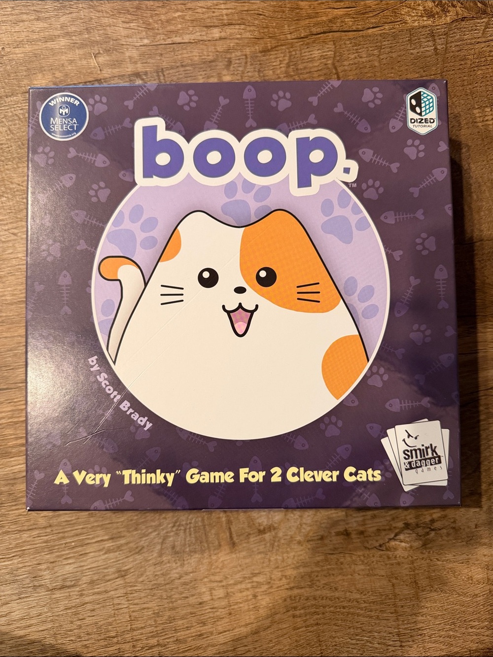 boop. Cat Card Game - Purple Box with Orange & White Cat